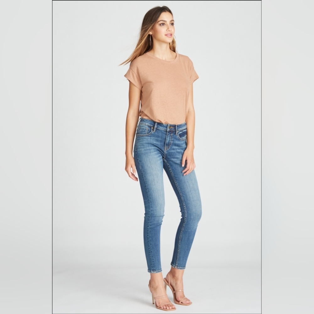Vigoss Marley Skinny Jeans 27 Light Wash Distressed Mid Rise